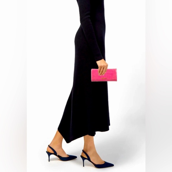 MIU MIU Pink Croc Embossed Leather Long Wallet, Authentic GUC - Picture 4 of 12